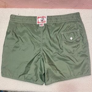 Birdwell Board Britches Men’s Board Shorts Size 40 Olive Green USA Made Elastic